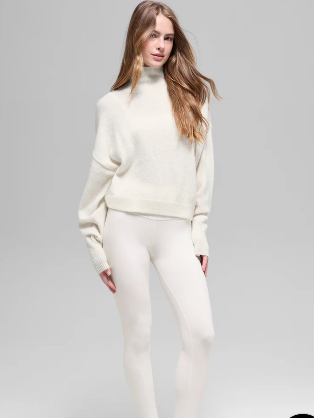Alo wool cashmere cropped new class turtleneck sweater